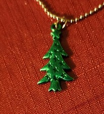Kids Unisex Christmas Tree Necklace, Holiday Pendant Necklace 24" Chain