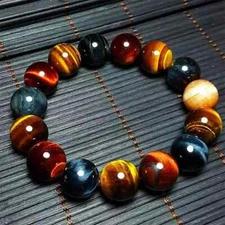 8mm Multicolor Tiger Eye Bracelet Healing Reiki Gift Unisex Jewelry Good Luck