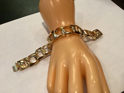 RARE VINTAGE AUTHENTIC SIGNED CHRISTIAN DIOR THICK GOLD TONE LINK