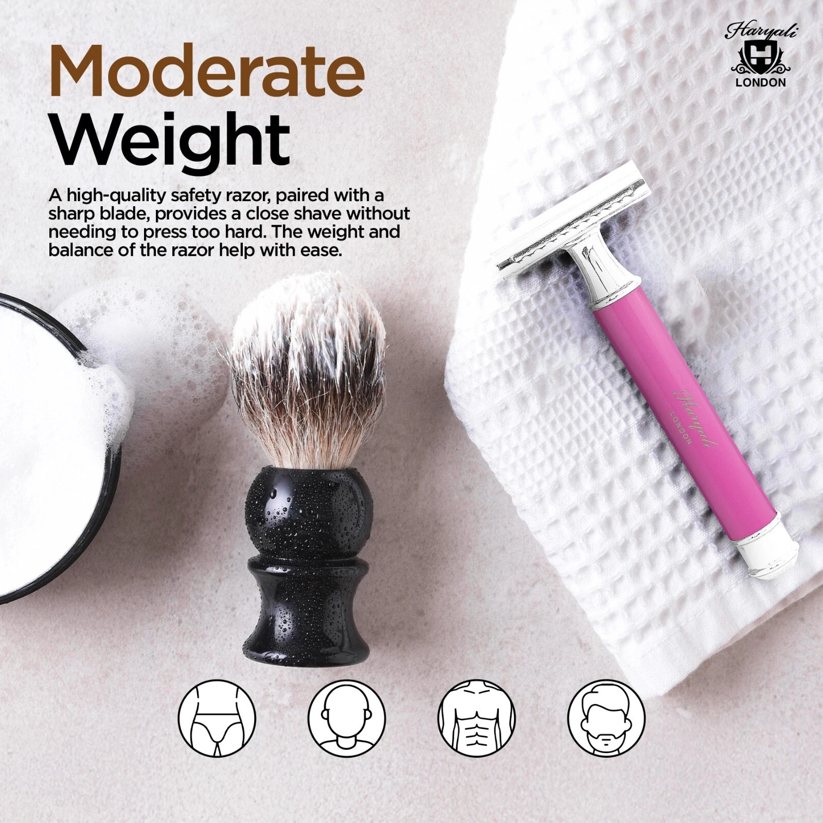 Haryali Double Edge Safety Razor for Men and Women, Sleek Metal Handle, Pink - Picture 7 of 9