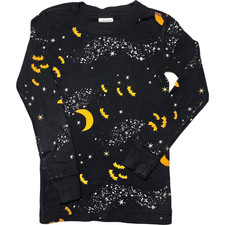 Hanna Andersson Sz 4 Black Moon Stars Bat Holiday Organic Pajama Top 100 cm
