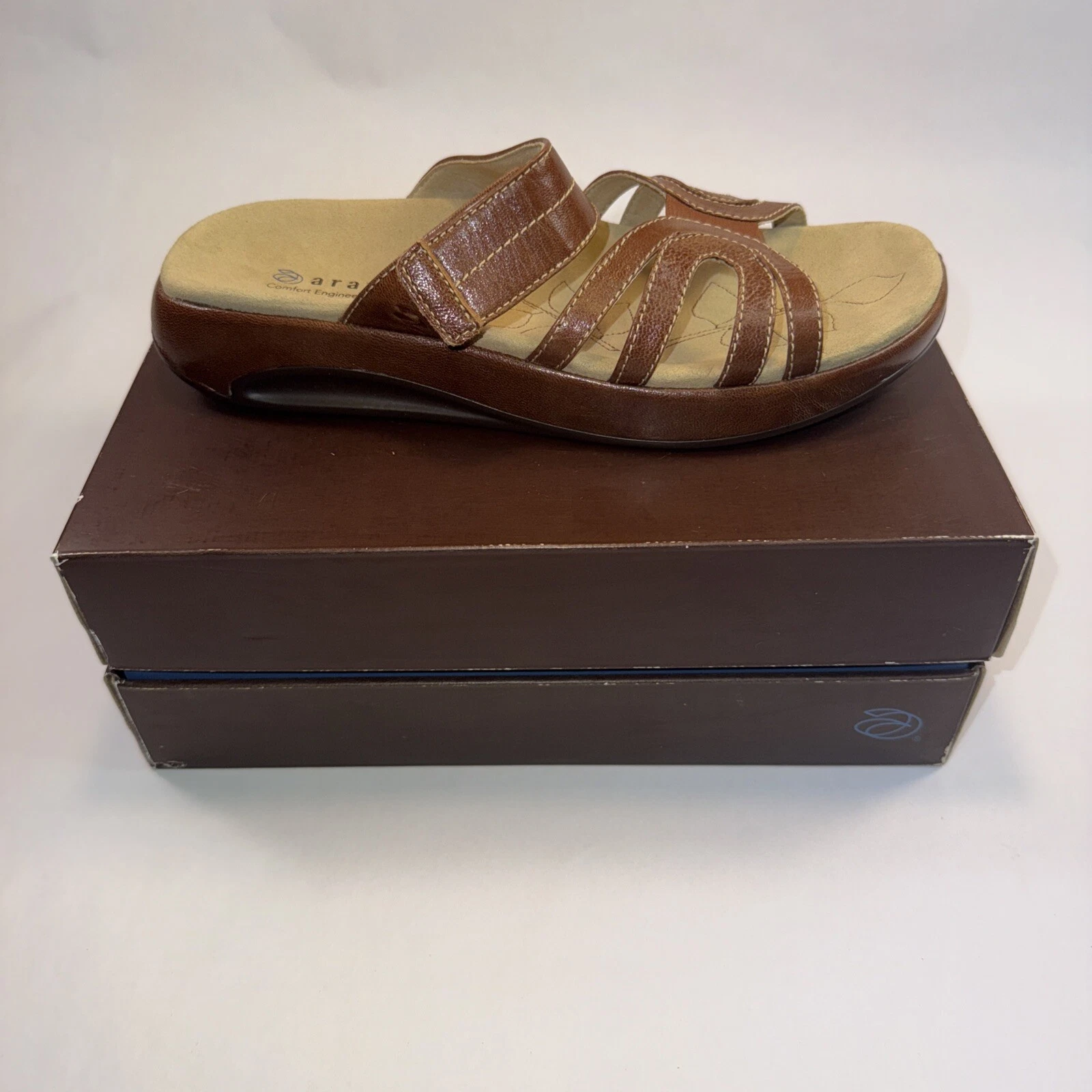 Aravon By New Balance sandali comodi slip on donna 7B marrone supporto arco plantare