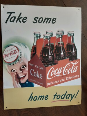 Vintage Retro Coca-Cola Take Some Home Today Metal Tin Sign 12.5''X16''