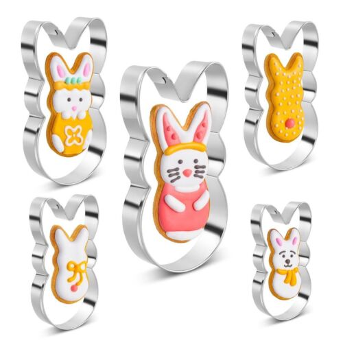 Easter Bunny Cookie Cutter Set, 5 Pieces Easter Bunny Rabbite Cookie Cutter Set