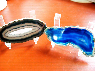 (2) TWO NICE Large Brazilian Agate Slabs QUARTZ CRYSTAL Rock Slice Stone, Brazil