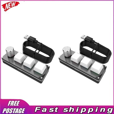 3 Key 1 Knob Programming Macro Custom Knob Keyboard RGB Macropad (White 3 Keys)