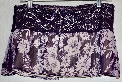 becca by rebecca virtue Swim Cover up Mini Skirt Pool Beach Wear Purple 15Wx 10L