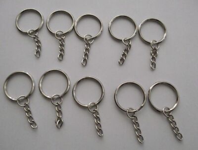 Geteilter Schlüsselanhänger mit Kette - Zum Selbermachen Silber Schlüsselring Schlüsselanhängsel 25 mm Durchmesser portofrei