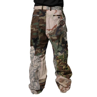 DOLCE&GABBANA D&G イージーパンツ カモフラ柄 ワッペン DOLCE & GABBANA Pants Multicolor Patchwork Camouflage Cargo IT48