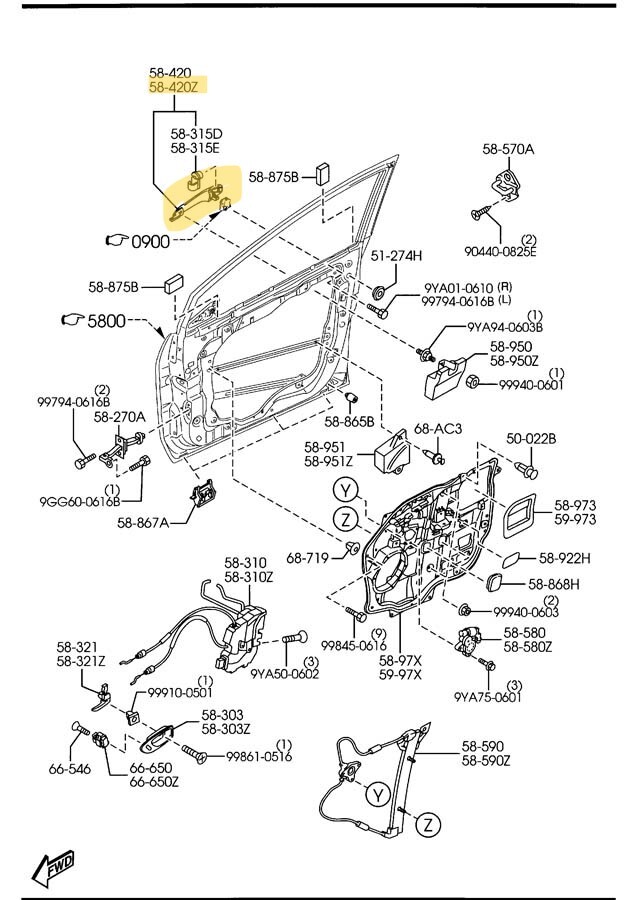 ま取引 New OEM Genuine Exterior Door Handle 1993-1995 Mazda MPV LA02-58