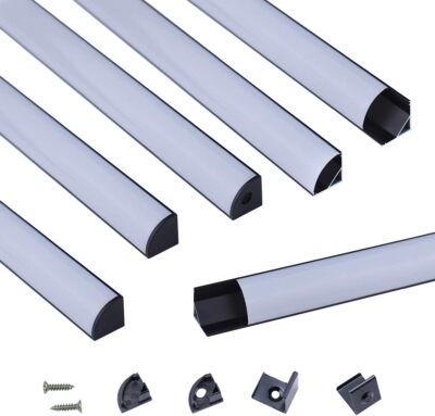 6Pcs 3.3Ft Black Led Aluminum Channel With Frosted Lens For Light Strips
