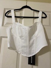 Corset Top,14, White,cotton,Prettylittlething Brand, NWT