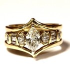 GIA 14k yellow gold .92ct marquise diamond engagement ring wedding band 6.7g — photo 2