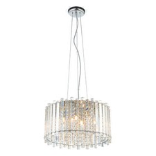 Image of Ceiling Pendant Light Clear Crystal & Chrome Plate 5 x 28W G9 Dimmable