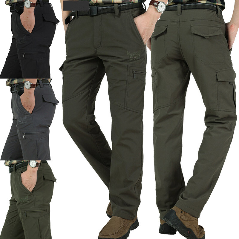 Mens Waterproof Tactical Trousers Hiking Outdoor Fishing Walking Combat