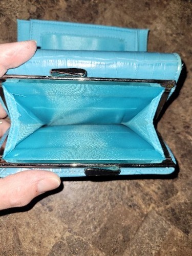 Blue Small Women's Wallet with Turtle Snap - Picture 11 of 14
