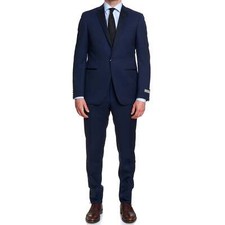 CANALI 1934 Navy Blue Water Resistant Wool 1 Button Formal Suit EU 50 US 40 Slim