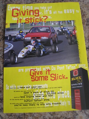SLICK 50 MOTORBEHANDLUNG GIVE IT SOME STICK DUPONT DE NE 1998 WERBUNG A4 AKTE 37
