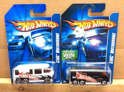 HOT WHEELS  2007  ''LOT OF 2''  GMC MOTORHOME    1 CARD HAS A PRICE STICKER
