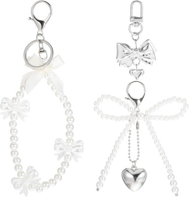 3 Stück Schlüsselanhänger Aesthetic Perlen Schleife, Keychain Aesthetic, Frauen 