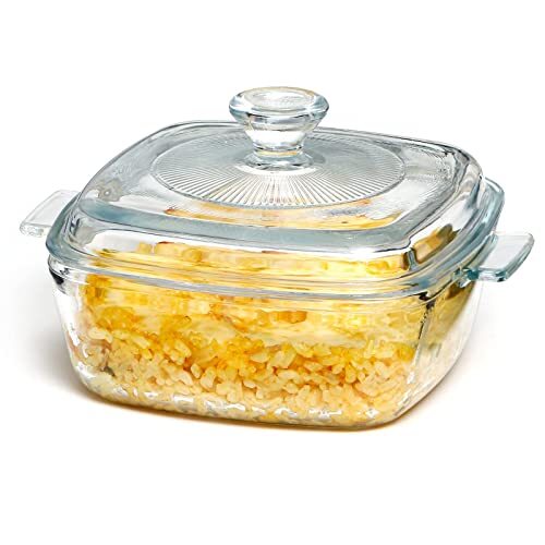NUTRIUPS Glass Casserole Dish with Lid Oven Safe Square Casserole
