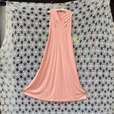 70s Vintage Peach Beaded Maxi Gown S
