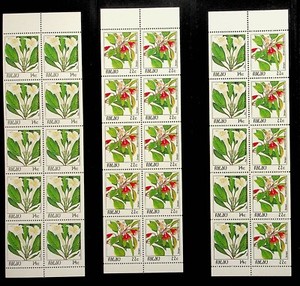 PALAU Sc 130a+132a+132b NH 3 BOOKLET PANES OF 1987 - FLOWERS - Sc$14 - (DL24)