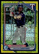 2024 Bowman Chrome Yellow Mojo Refractors Paulino Santana /75 Texas Rangers