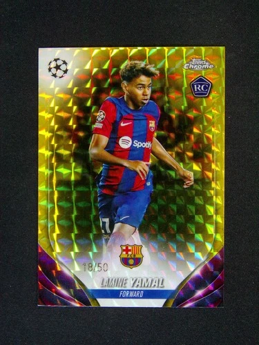 2023-24 Topps Chrome UEFA Lamine Yamal #64 RC Rookie Gold Geometric /50