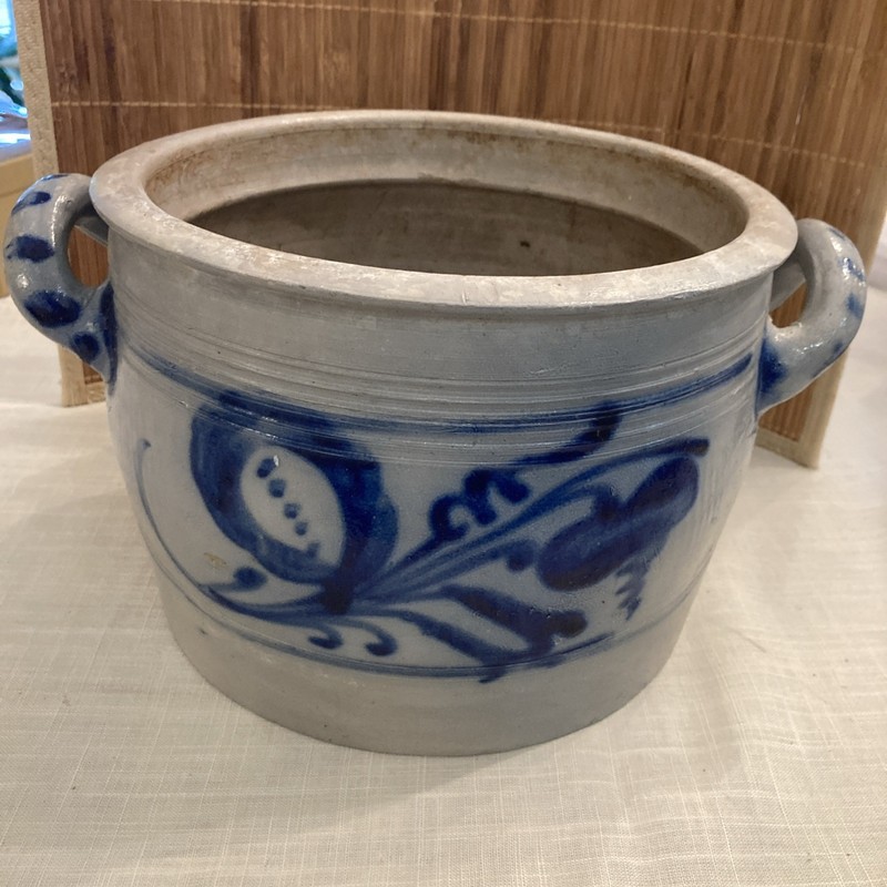 salt glazed Orange stoneware crock Keulse Pot antique Westerwald Floral German