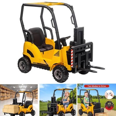 12V Electric Forklift For Children Kids Ride On Construction Car With Tent Toys