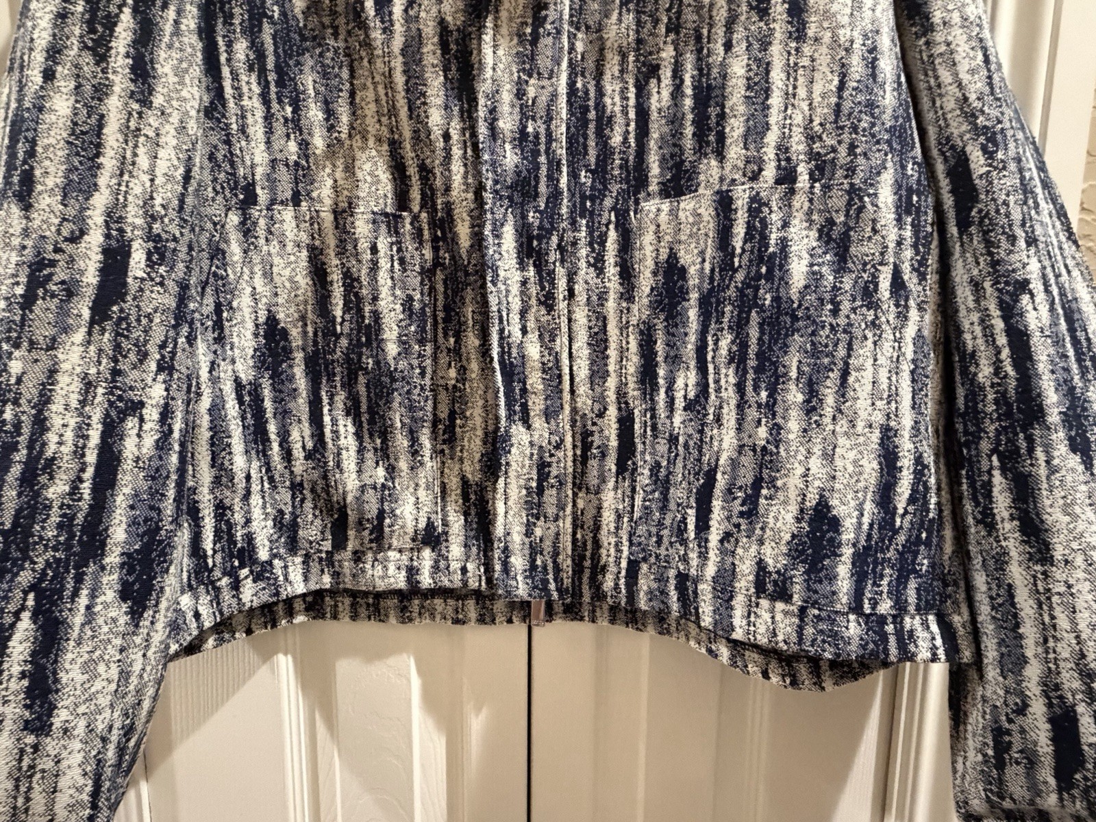 New Mens Boohoo Man Boxy Fit Fabric Interest Jean Jacket - Medium Dark Blue 