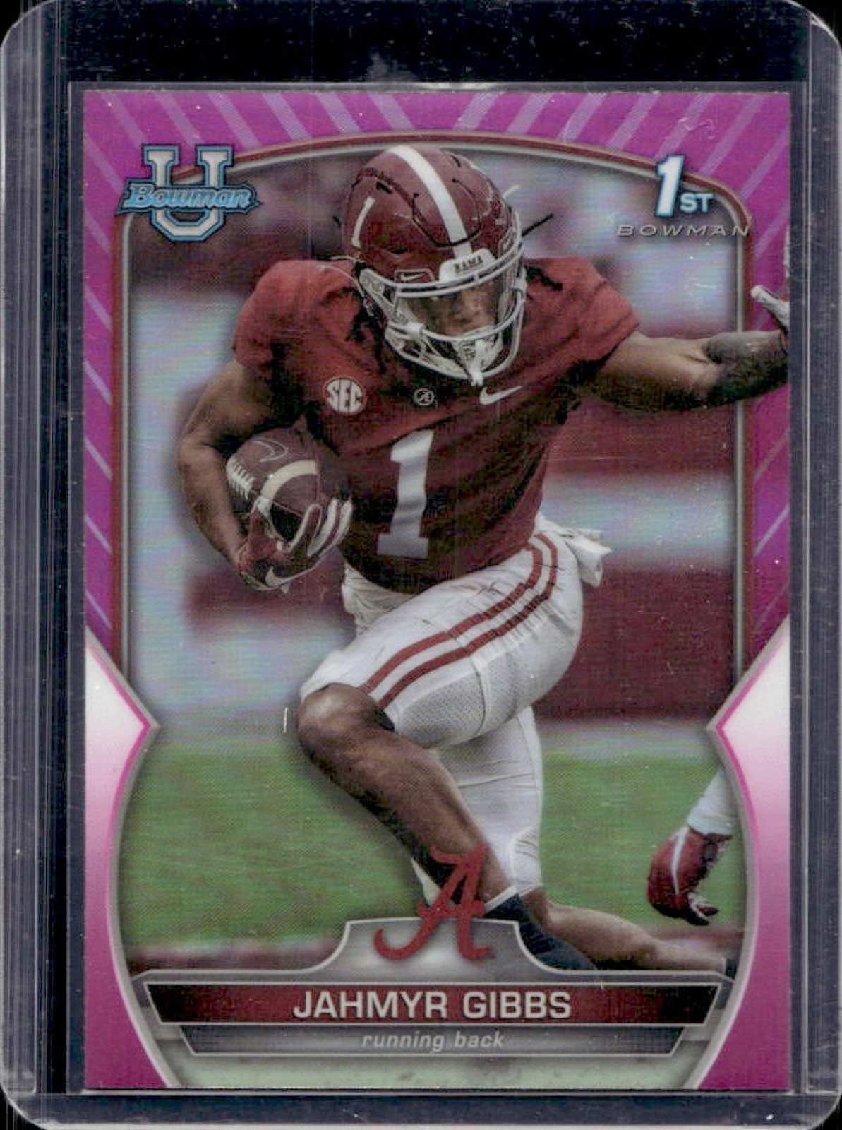 2022 Bowman U Chrome Jahmyr Gibbs Pink Refractor RC #82 Crimson Tide