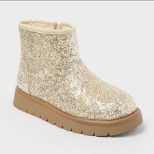 Girls' Honor Glitter Boots - Cat  Jack  Gold - Size 1 , New In Box MSRP 30