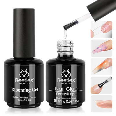 Beetles Nail Glue and Blooming Gel Set - 15Ml 2Pcs Nail Art Gel for Blooming Aur