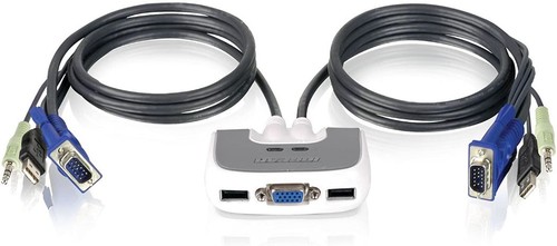 IOGEAR KVM-Switch GCS632U USB Plus KVM-Switch 2 Ports integriertes 6 Fuß Kabel und Audio
