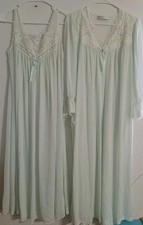 Vintage Miss Elaine Light Blue Nylon Lace Peignoir Set robe  nightgown Large