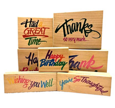 7 LARGE GREETINGS Posh Impressions Rubber Stampede Stamps Thoughtful Thanks bg17