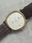 Seiko Tank SQ Vintage Men’s Watch Gold Quartz Leather Strap 32x36mm Date 8222
