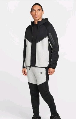 Mens Nike Tech Fleece Full Zip Hoodie Pant Set  Black/Dark Grey Size 2XLARGE 