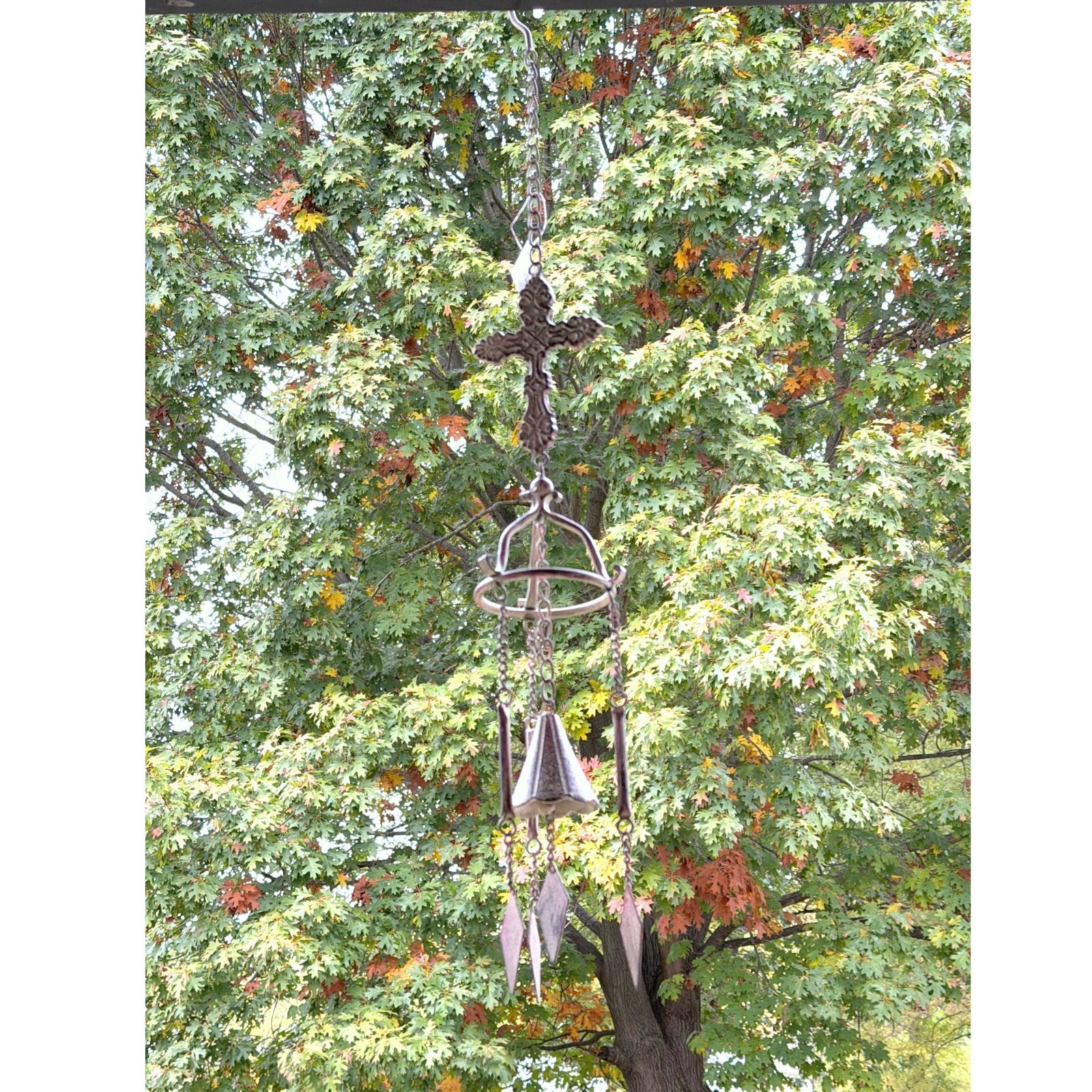 Manual Woodworker Cross Wind Chime Bell 4.75" X 4.75" X 33.25" NEW