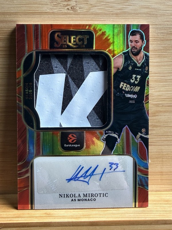 2025-26 Panini- Euroleauge select Nikola Mirotic #PS-MIR Tie-Dye Patch Auto /25