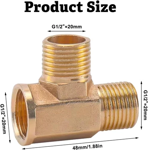 3 Wege T-Stück Messing 1.2 Zoll T Verbinder Fitting Innen-Außengewinde Neu