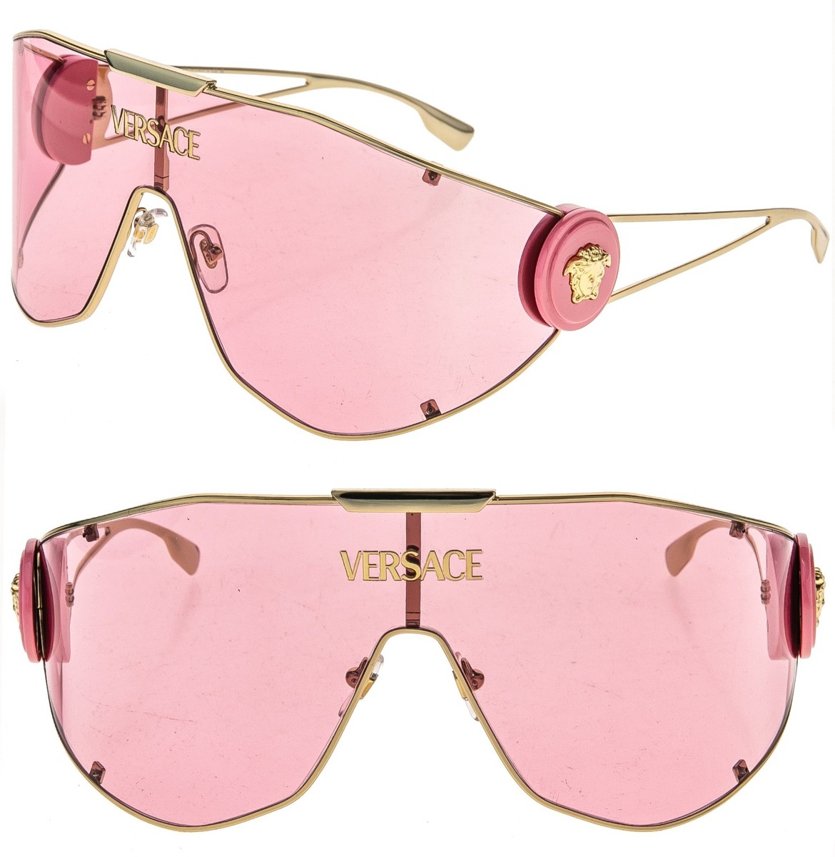 希少カラー✨️　VERSACE　サングラス　ピンクゴールド　メドゥーサロゴ Versace 4361 GB1/84 Sunglasses Black/Pink 53-18-140 | EyeSpecs.com