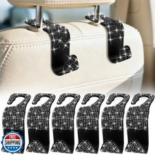 BFXM 6 Pack Bling Car Seat Headrest Hooks, Rhinestone Purse Hook for Car, Uni