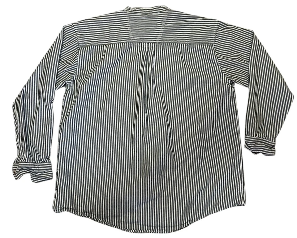 Camisa de abuelo Lee Valley Ireland para hombre talla L sin cuello a rayas manga larga Foto 2 de 4