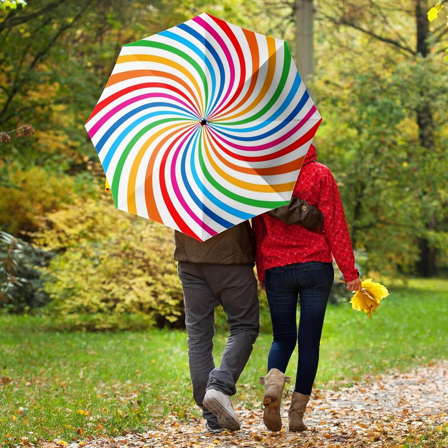 Small Compact Travel Automatic Folding Umbrella for Women, Portable Lightweight,