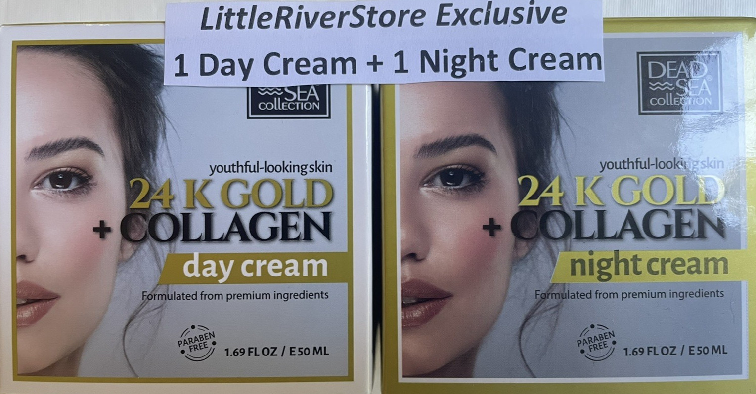 Dead Sea 24K GOLD + COLLAGEN 1.69 oz Day + 1.69 oz Night Cream Set SPECIAL DEAL