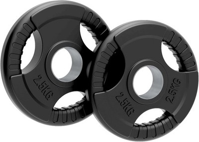 Olympic Tri-Grip Rubber Weight Plates Black Pairs Sets 2.5 kg PAIR