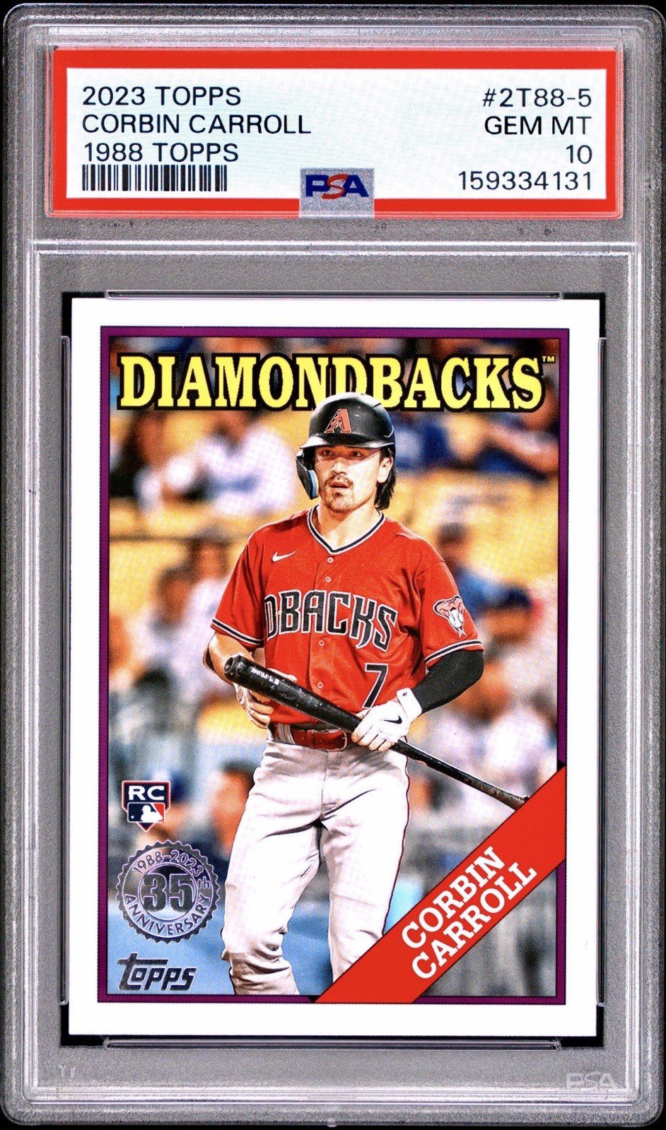 Corbin Carroll RC PSA 10 GEM 1988 Topps Insert 35th Anny 2023 Topps Diamondbacks